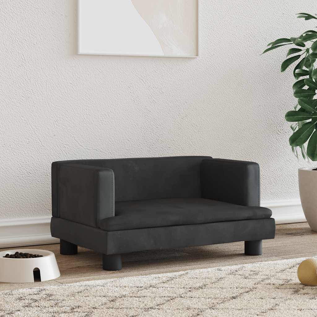 Vidaxl Hundekorb 60x40x30 cm Samt Schwarz