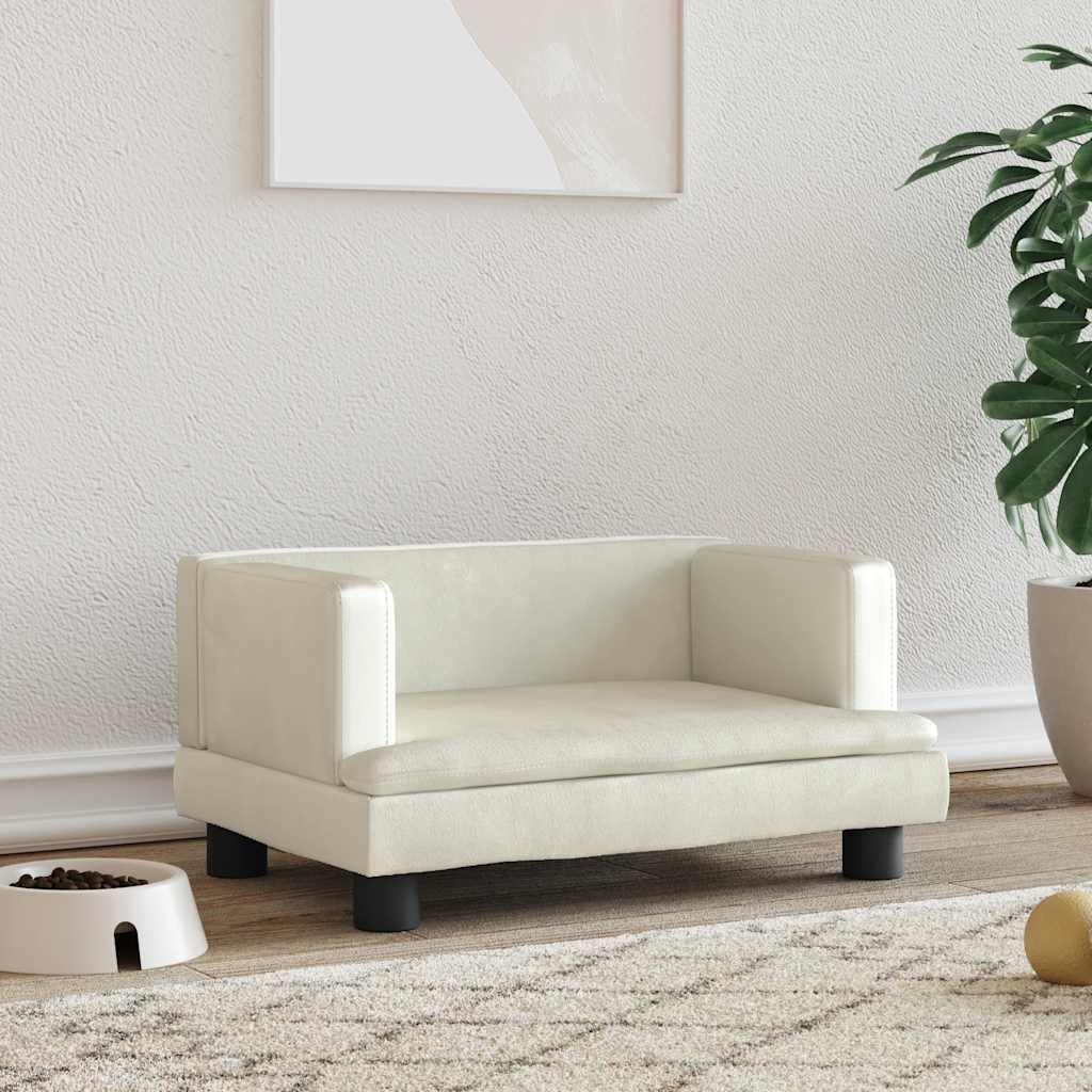 Vidaxxl Hundebett 60x40x30 cm Samt cremefarben