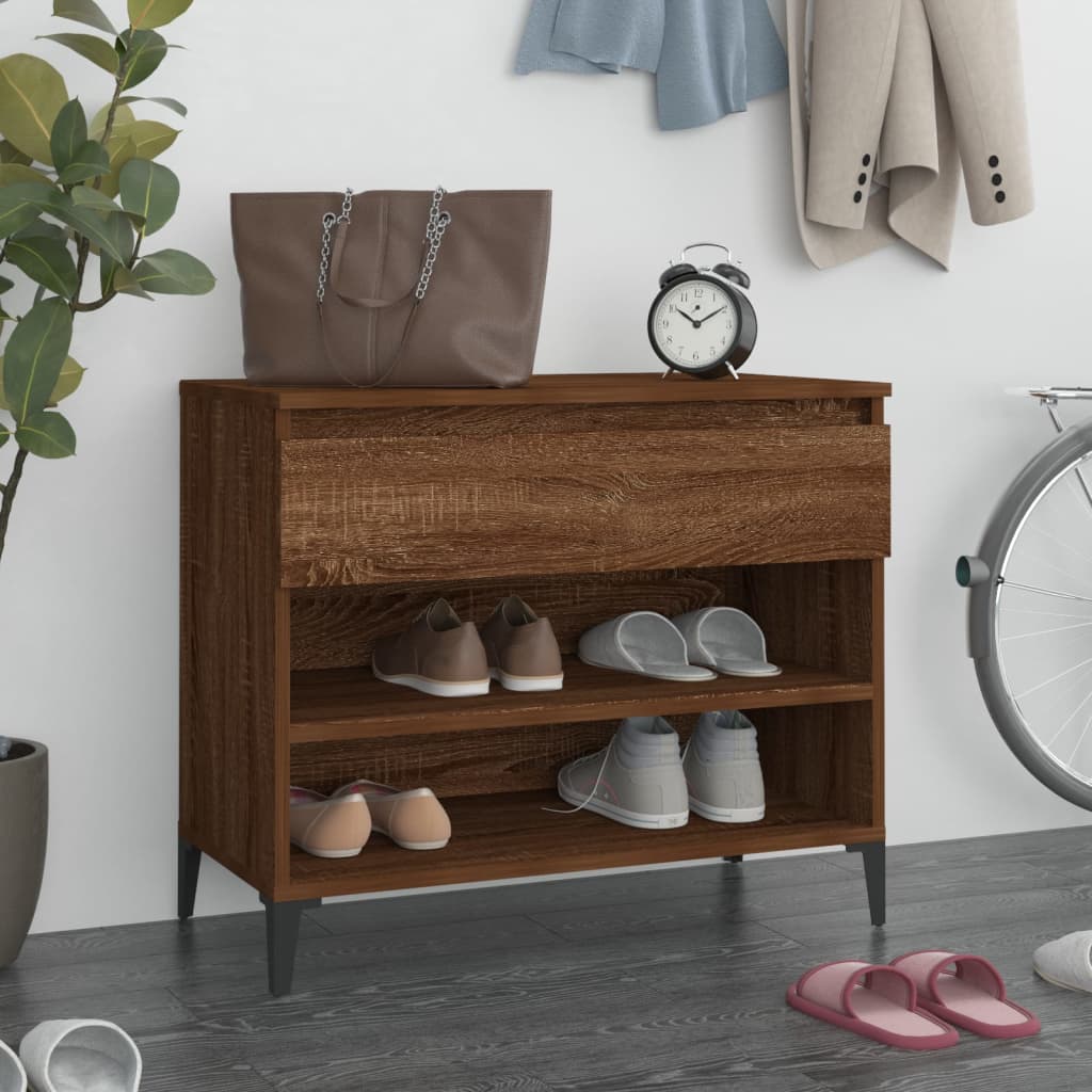 Vidaxl Schuhschrank 70x36x60 cm verarbeitete Holzbraune Eiche Farbe
