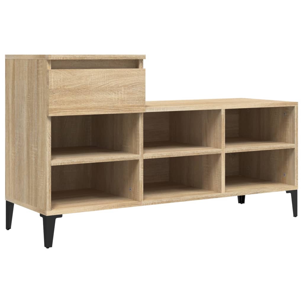 Vidaxl schoenenkast 102x36x60 cm bewerkt hout sonoma eikenkleurig