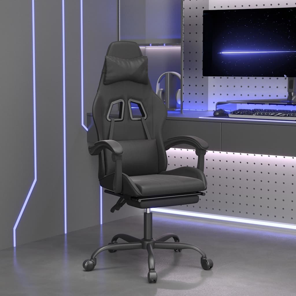 Vidaxl gamestoel met voetensteun kunstleer zwart