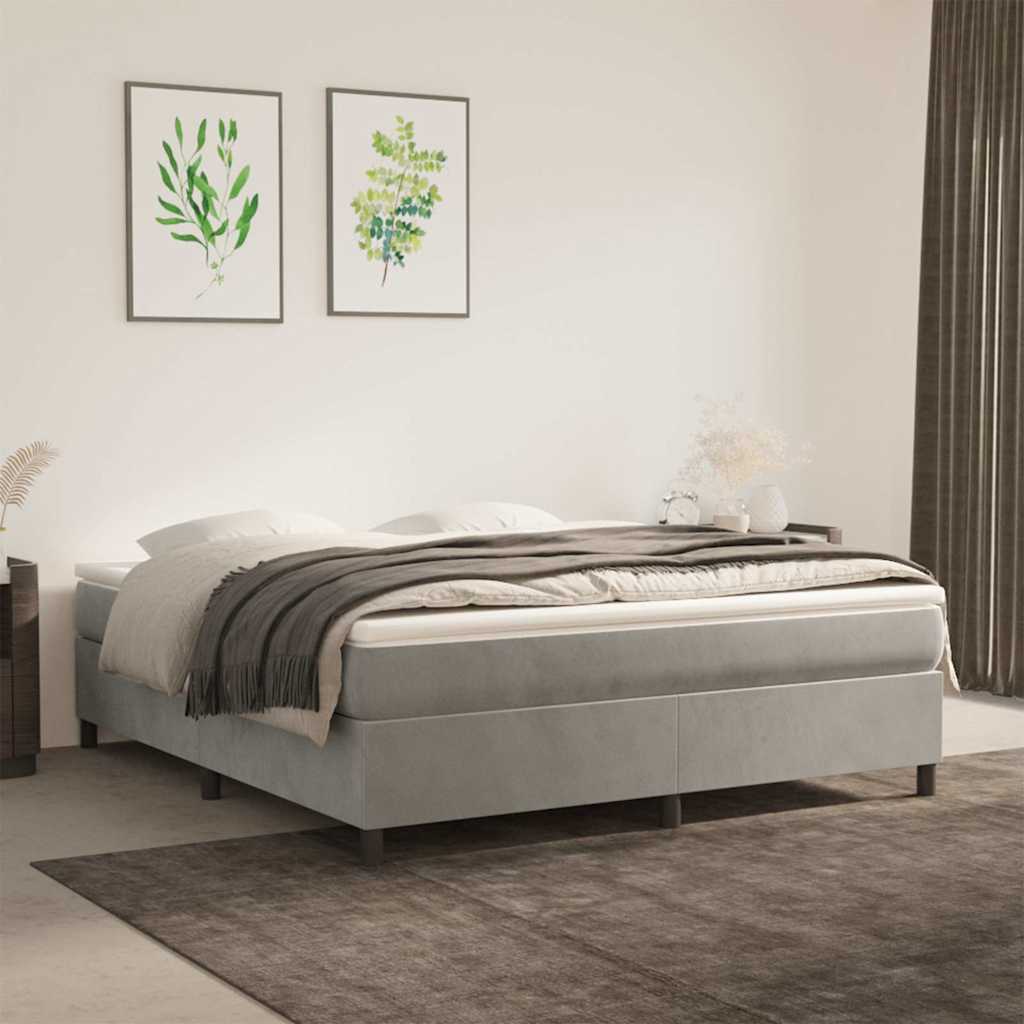 Vidaxl boxspring bed 160x200 cm fluweel lichtgrijs