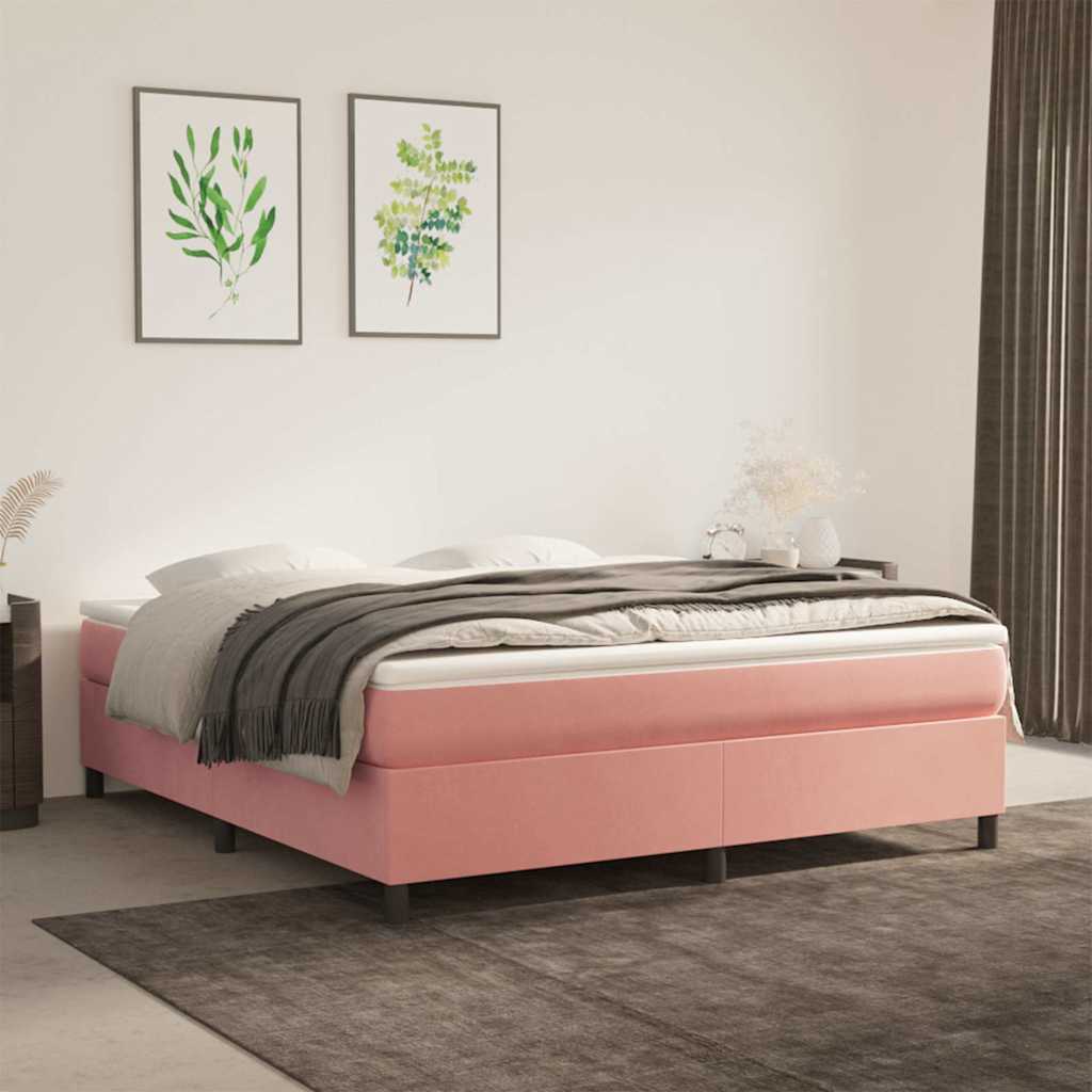 Vidaxl boxspring bed fluweel roze 180x200 cm