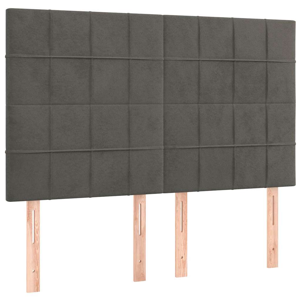 Vidaxl hoofdbord donkergrijs 144x5x118 128 cm fluweel