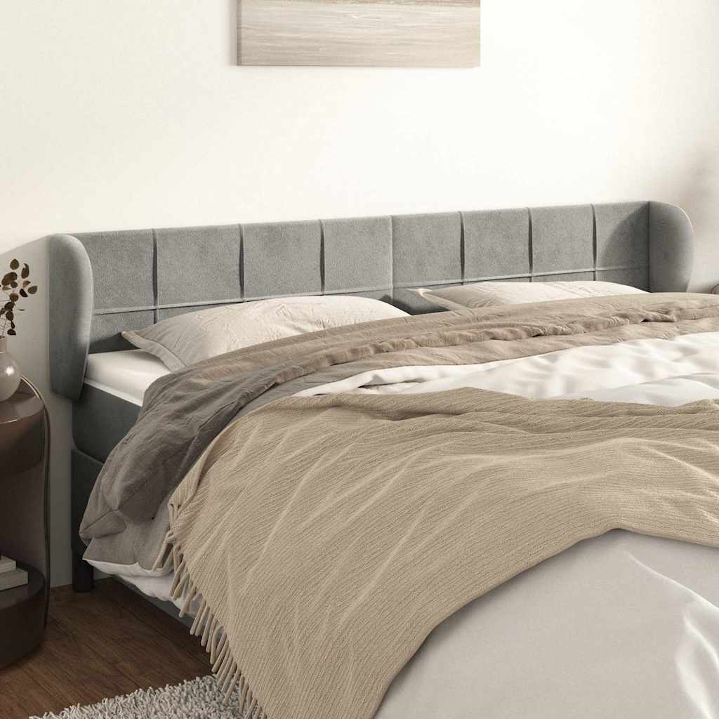 Vidaxl hoofdbord met randen 183x23x78 88 cm fluweel lichtgrijs