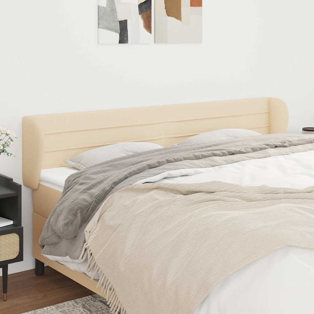 Vidaxl hoofdbord met randen 203x23x78 88 cm stof crèmekleurig