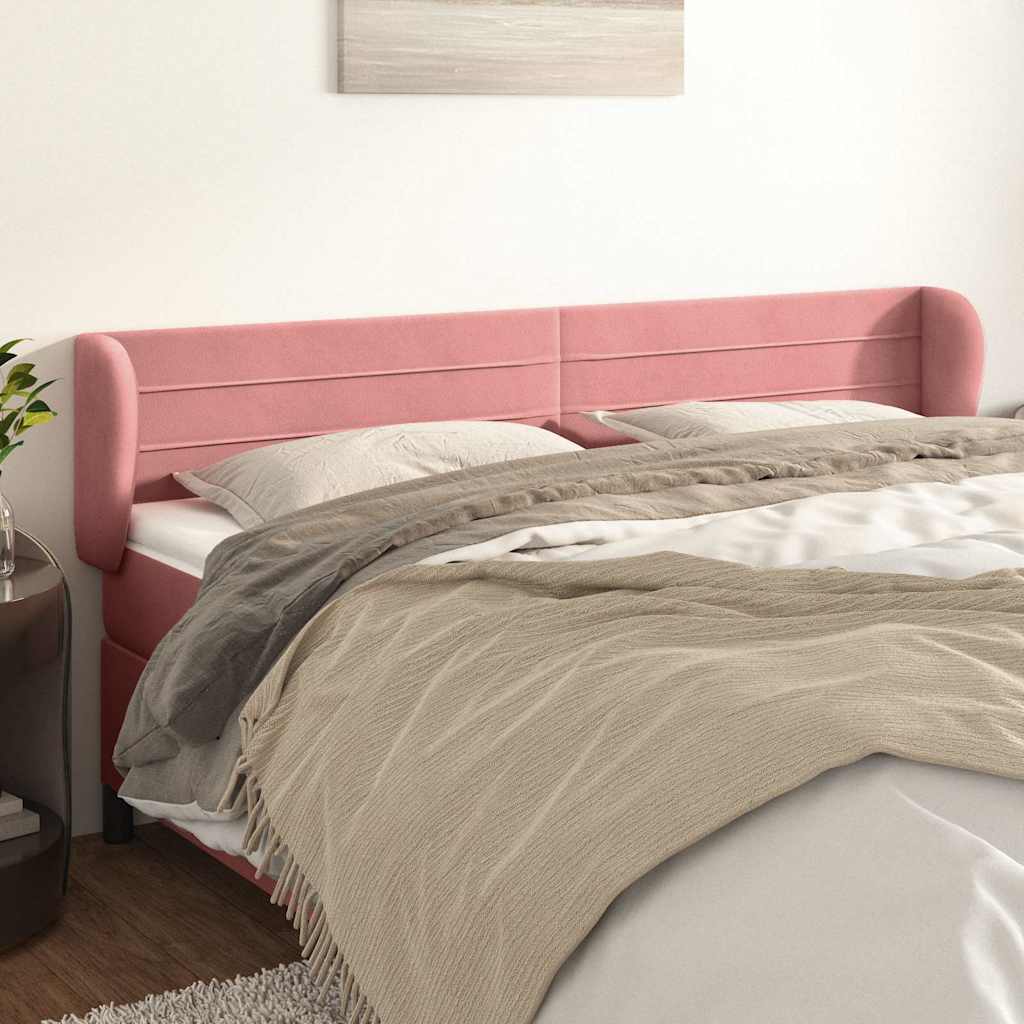 Vidaxl hoofdbord met randen 203x23x78 88 cm fluweel roze