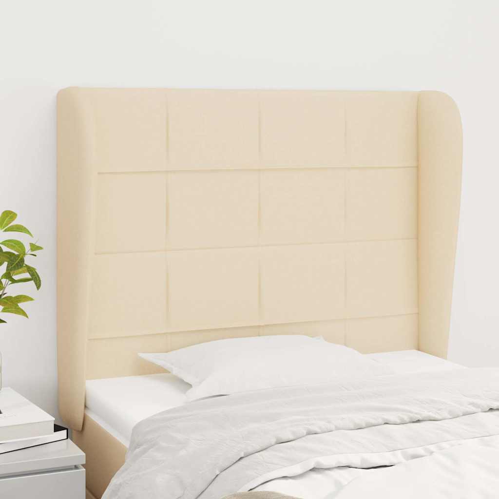 Vidaxl hoofdbord met randen 83x23x118 128 cm stof crèmekleurig