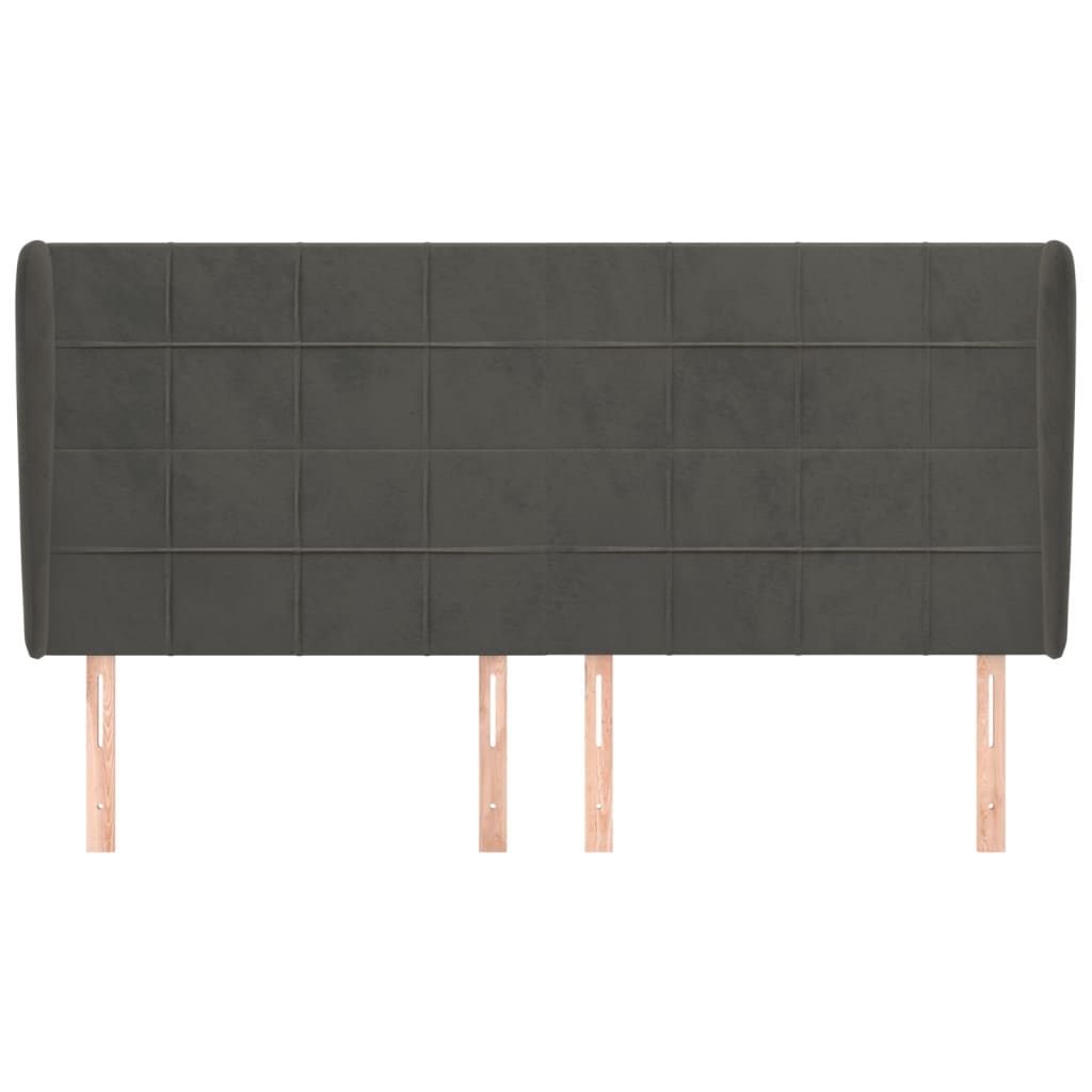 Vidaxl hoofdbord met randen 163x23x118 128 cm fluweel donkergrijs