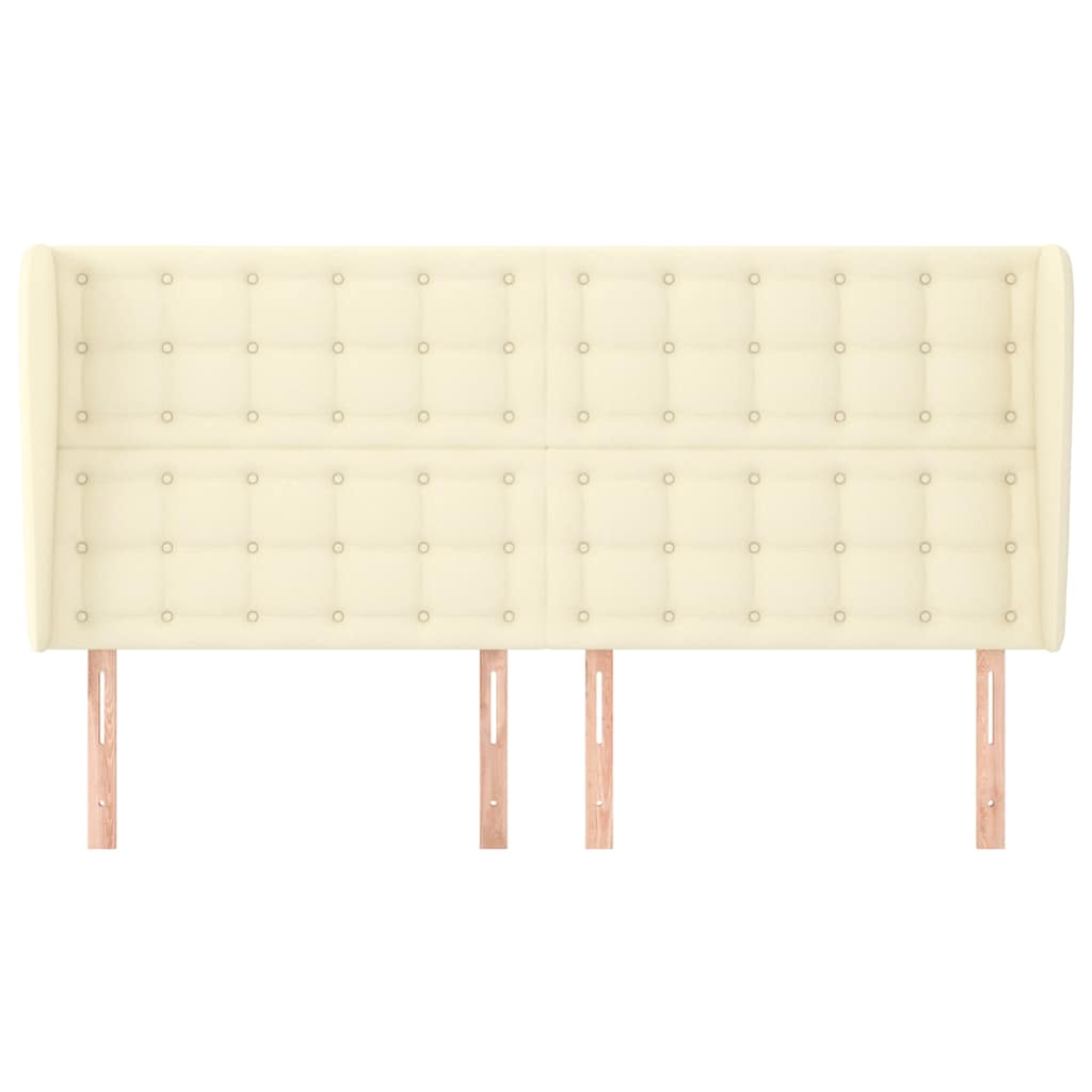 Vidaxl hoofdbord met randen 203x23x118 128 cm kunstleer crèmekleurig