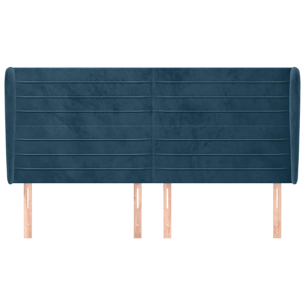 Vidaxl hoofdbord met randen 163x23x118 128 cm fluweel donkerblauw