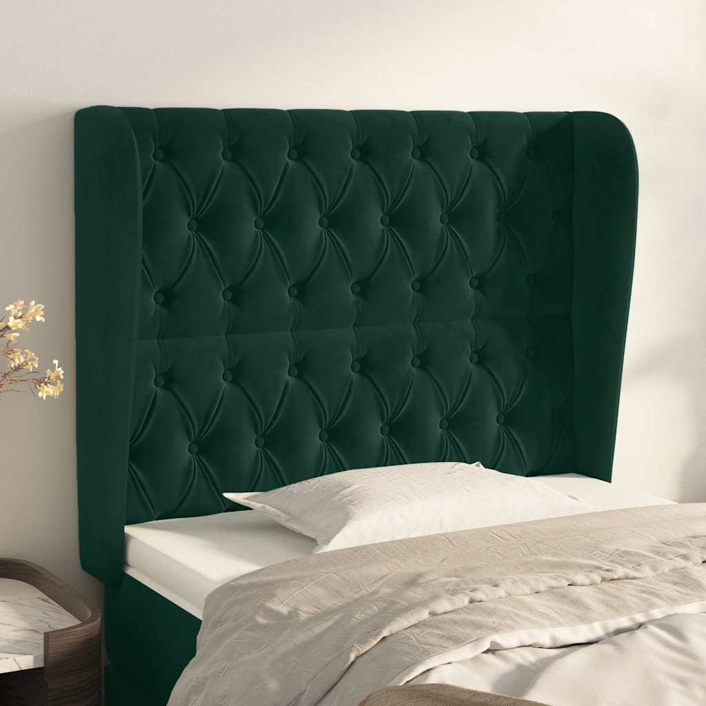 Vidaxl hoofdbord met randen 103x23x118 128 cm fluweel donkergroen