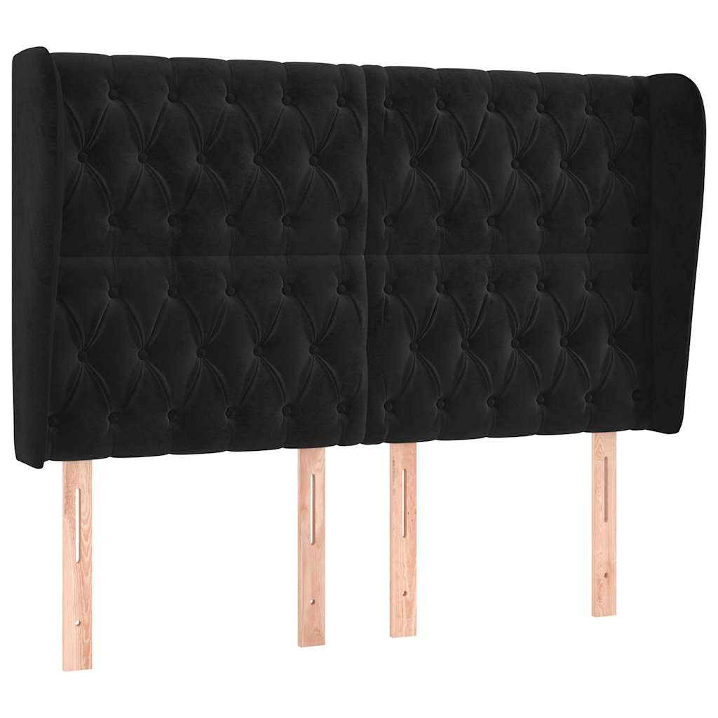 Vidaxl hoofdbord met randen 147x23x118 128 cm fluweel zwart