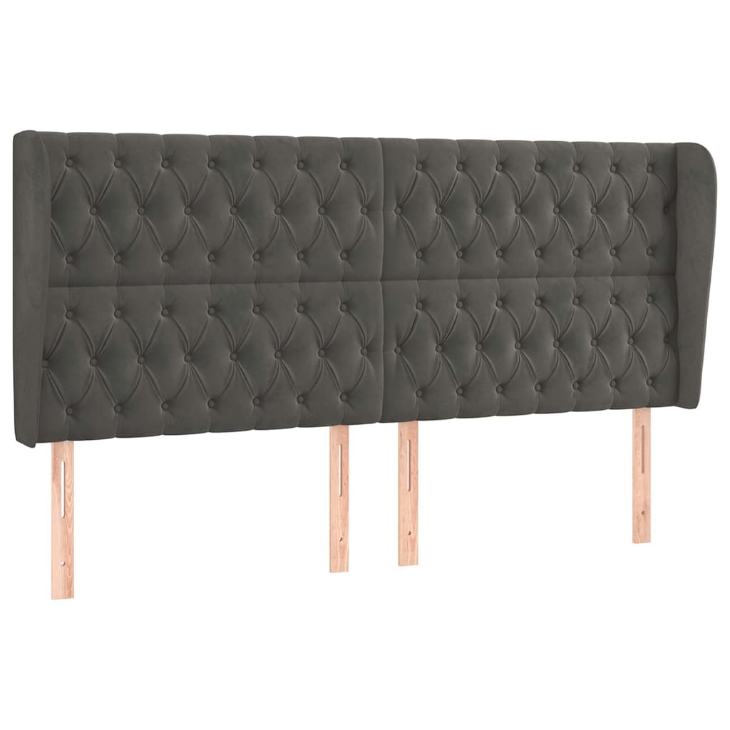 Vidaxl hoofdbord met randen 203x23x118 128 cm fluweel donkergrijs