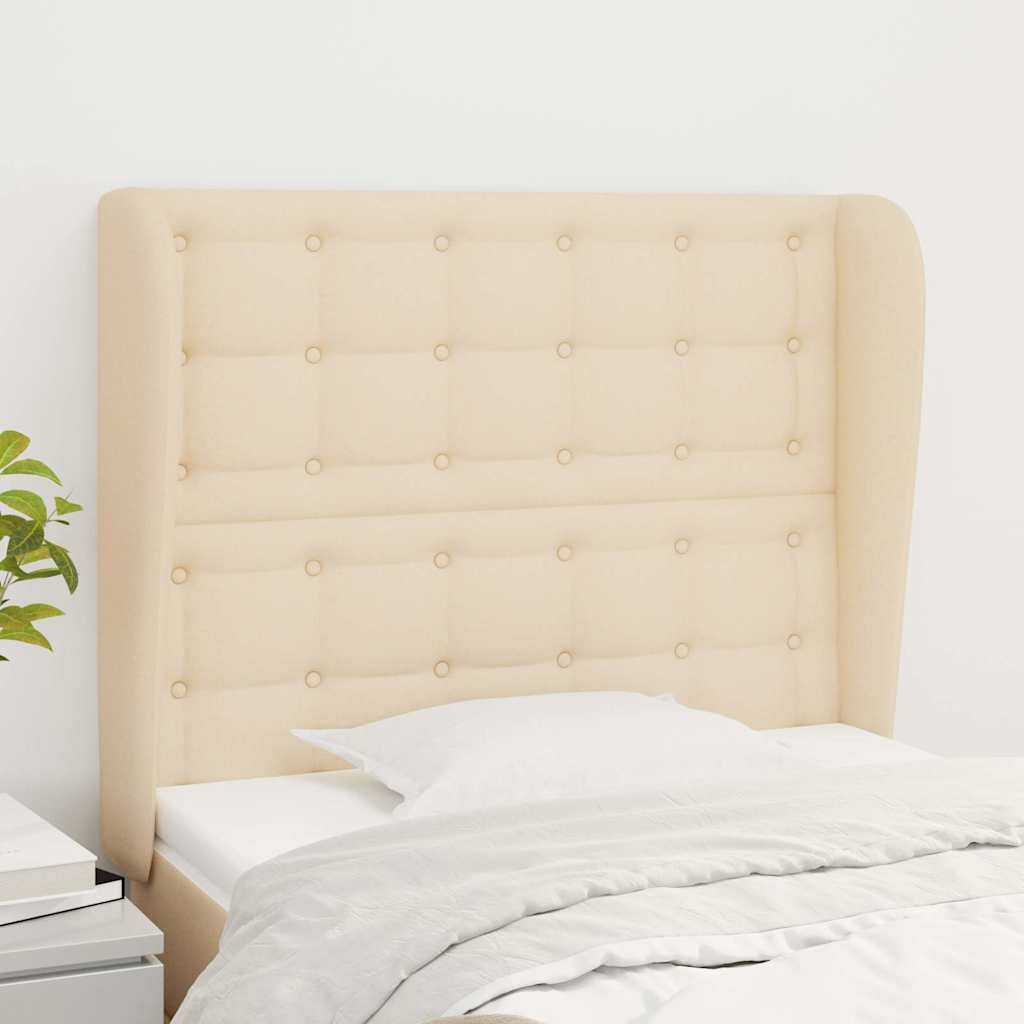 Vidaxl hoofdbord met randen 93x23x118 128 cm stof crèmekleurig