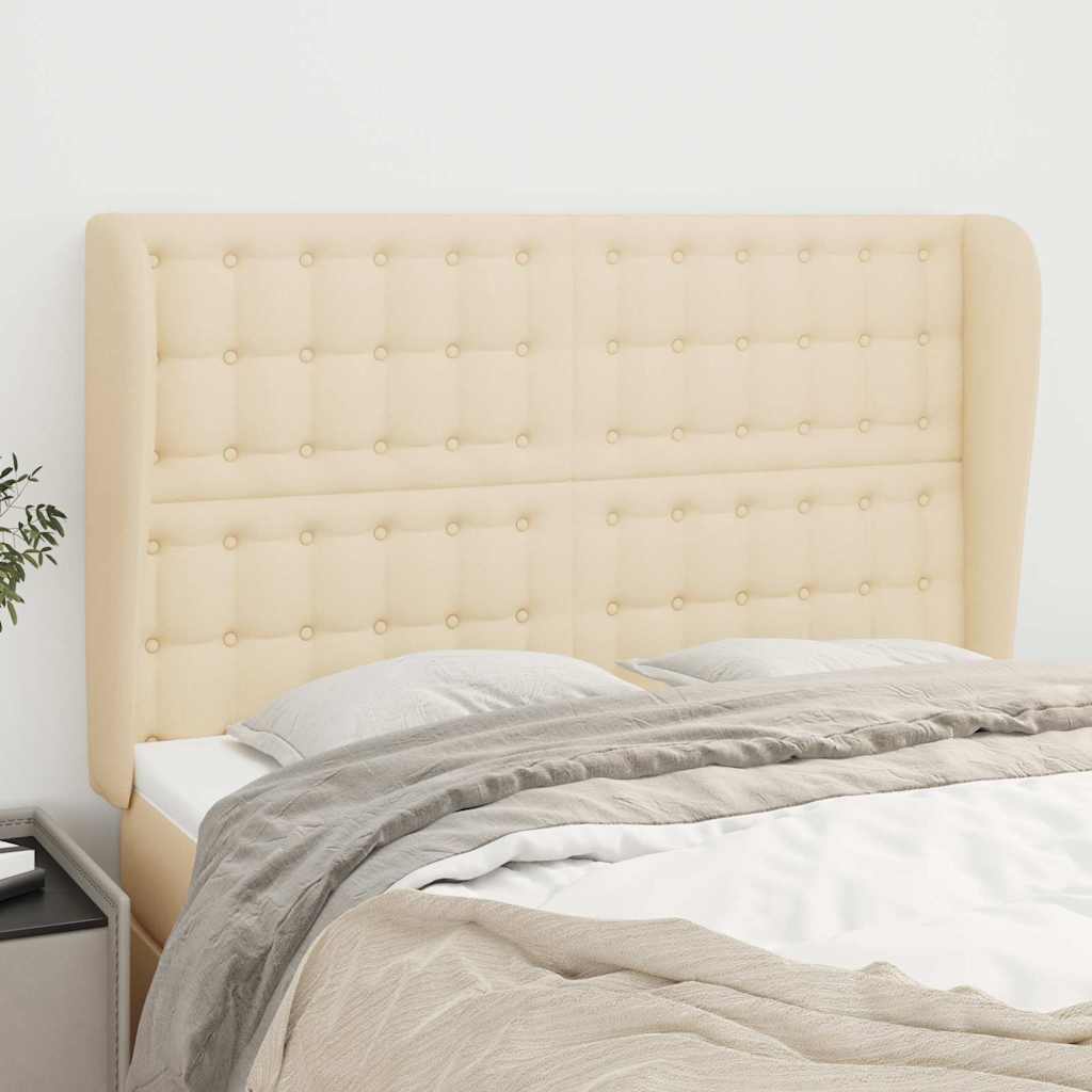 Vidaxl hoofdbord met randen 147x23x118 128 cm stof crèmekleurig