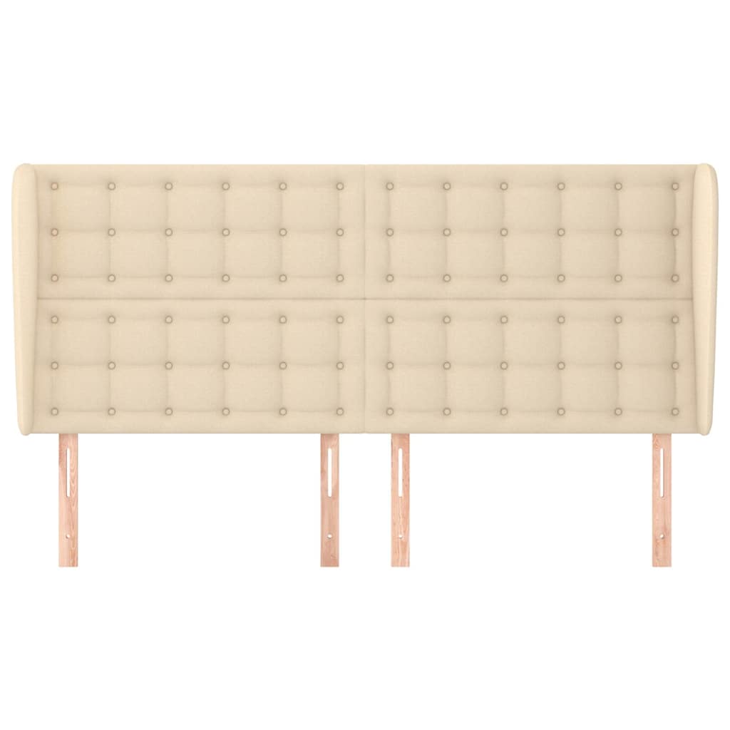 Vidaxl hoofdbord met randen 203x23x118 128 cm stof crèmekleurig