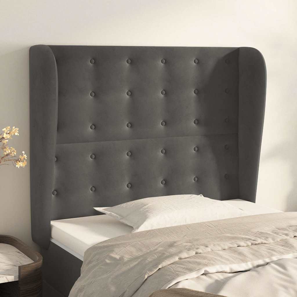 Vidaxl hoofdbord met randen 93x23x118 128 cm fluweel donkergrijs
