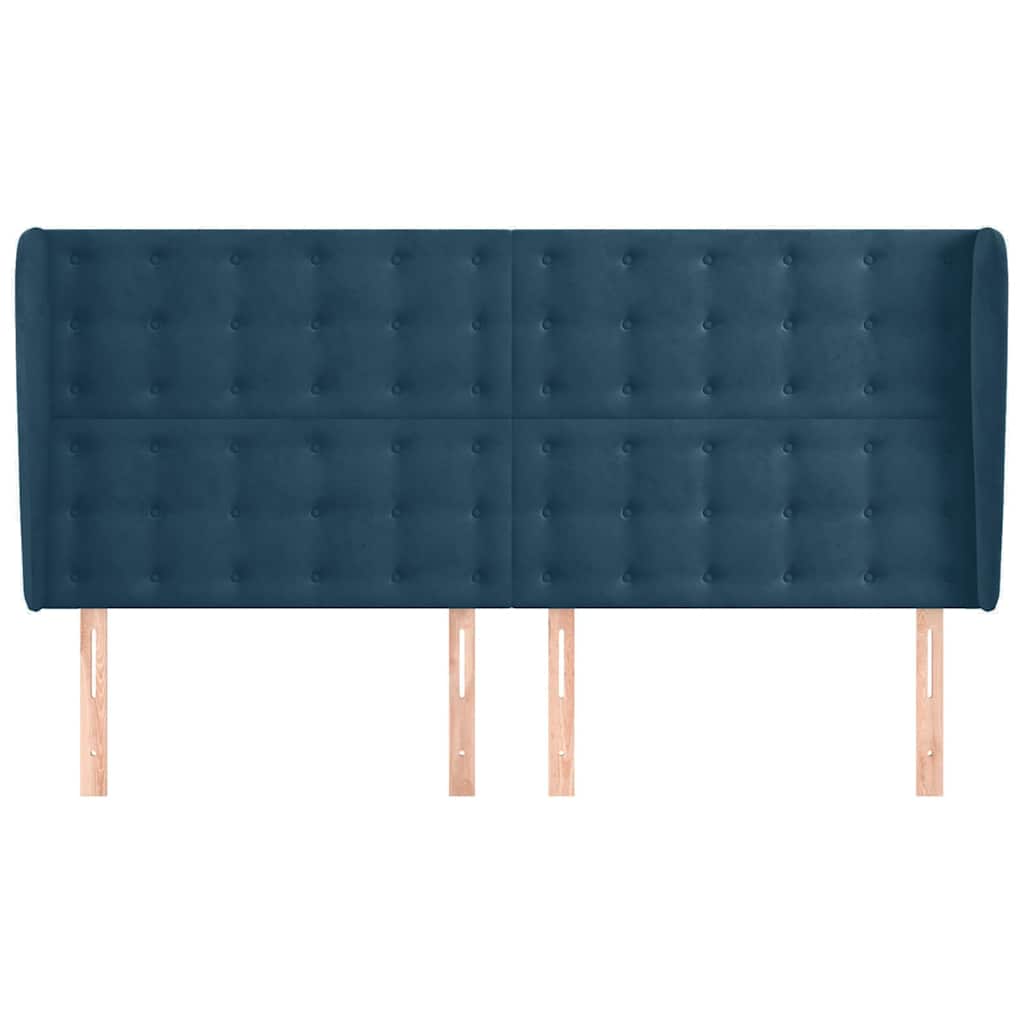 Vidaxl hoofdbord met randen 163x23x118 128 cm fluweel donkerblauw
