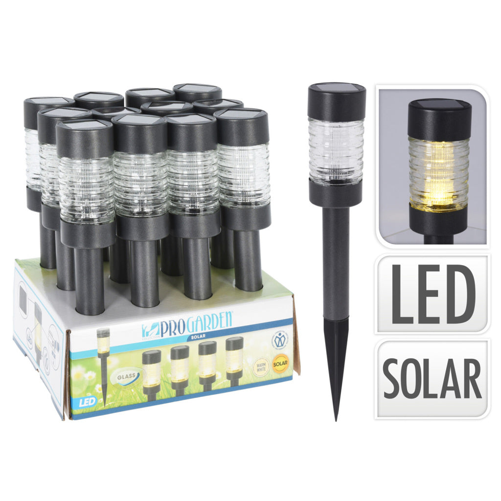 Pro Garten-Solarlampe Anthrazit-Edelstahlglas