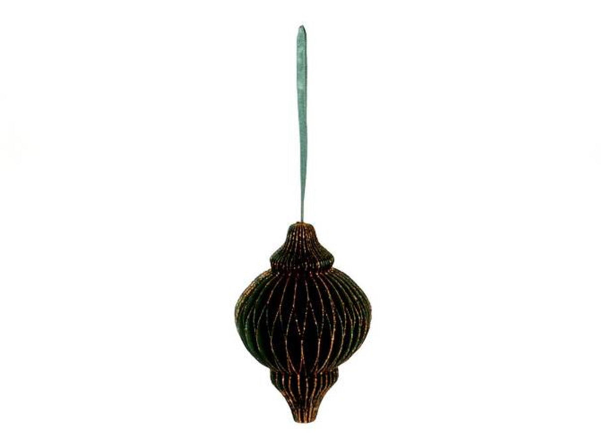 HBx Natural Living Weihnachtskugel Zwiebelform 15cm grüner Karton