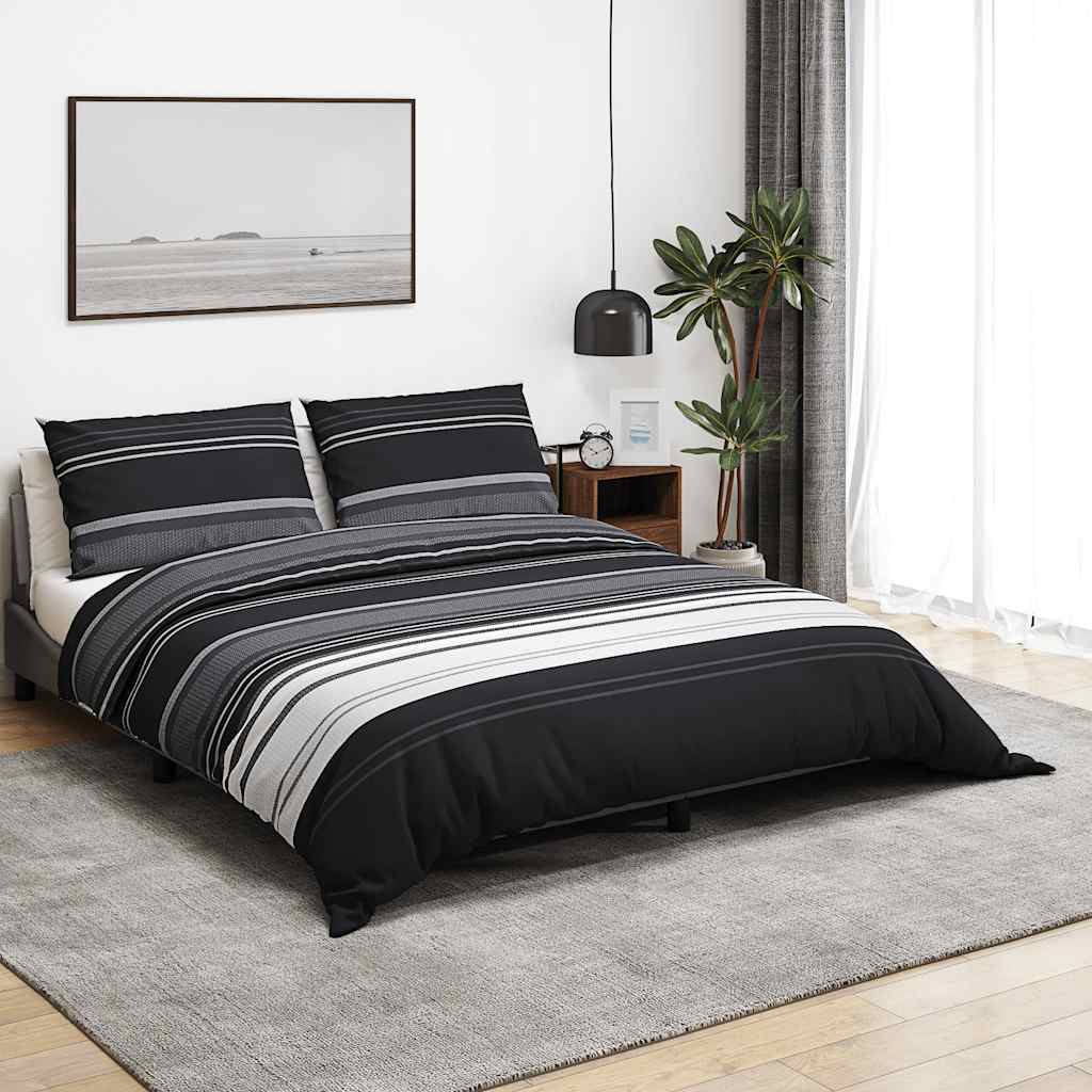 Vidaxl Duvet Overray Set 225x220 cm Baumwollschwarz und Weiß