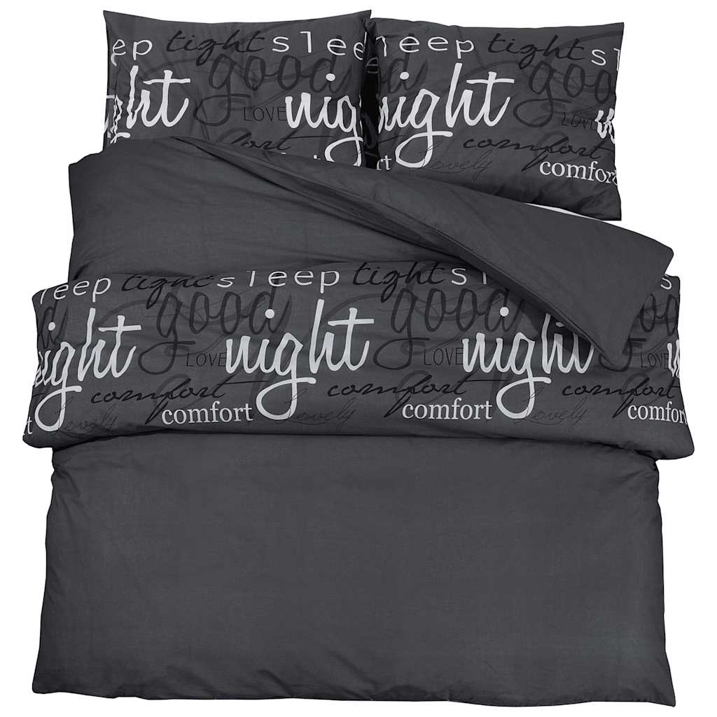 VidaXL Bettbezug-Set 260x240 cm Baumwolle schwarz