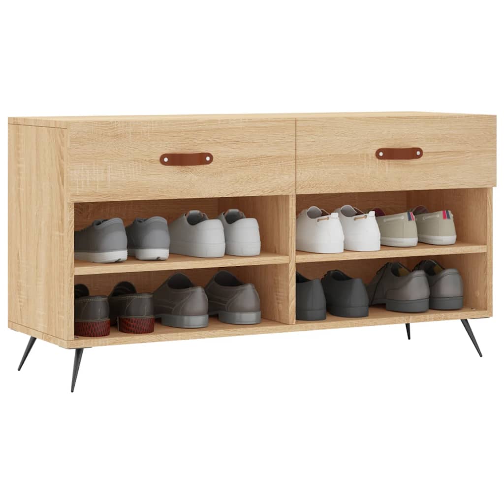 VidaXL Schuhbank 102x35x55 cm Holzwerkstoff Sonoma-Eiche-farbig