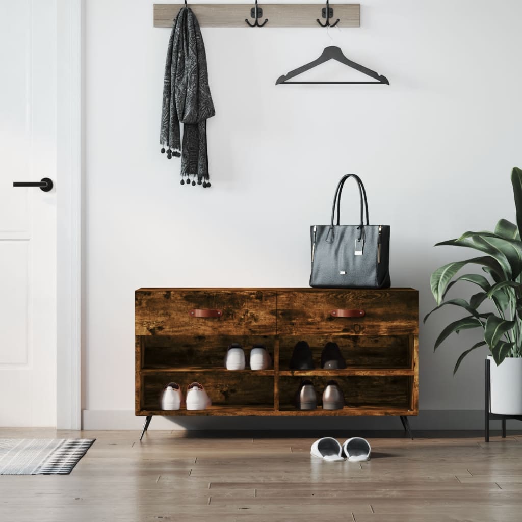 Vidaxx Schuhbank 102x35x55 cm verarbeitetes Holz, geräucherte Eiche