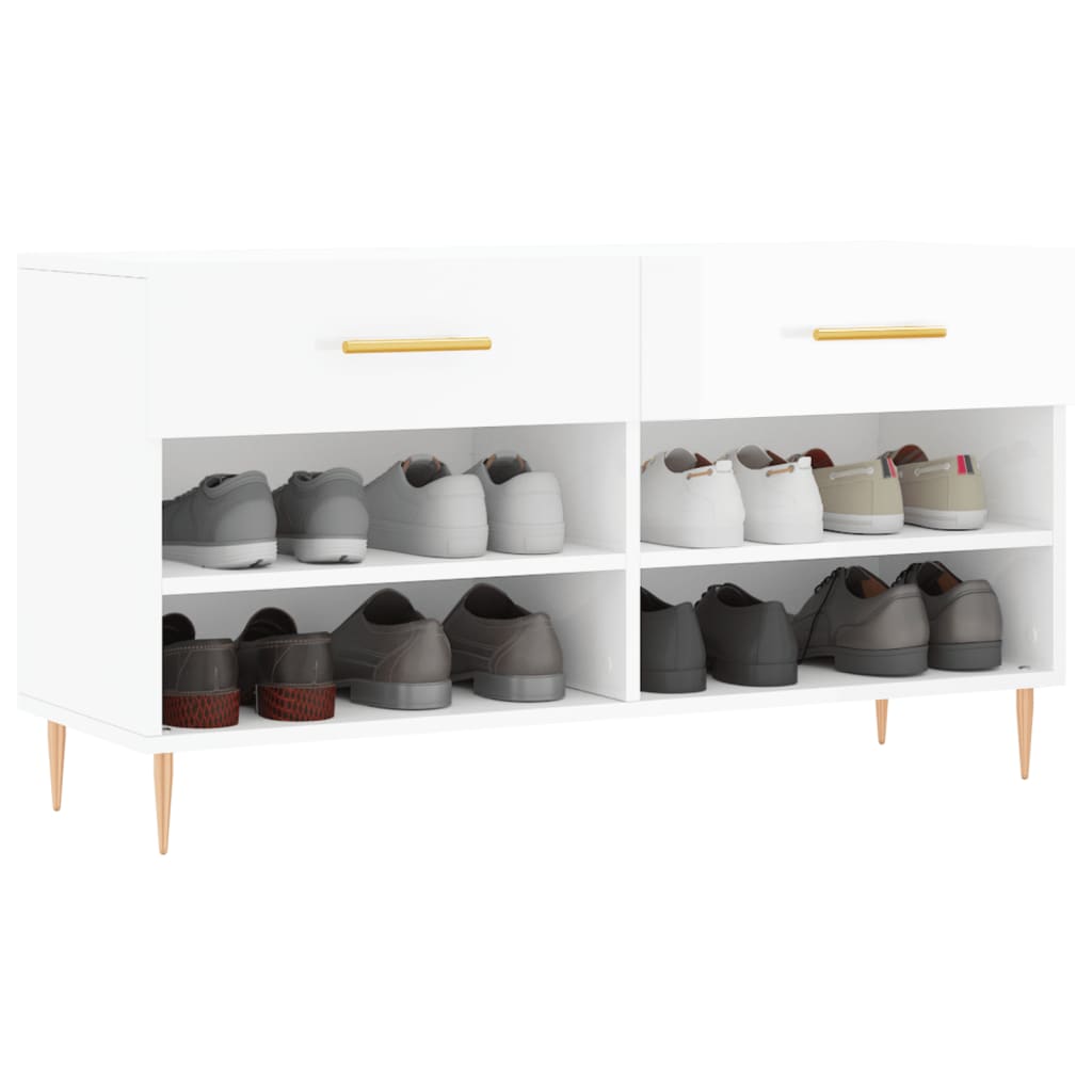 Vidaxx Schuhbank 102x35x55 cm lackiertes Holz Hochglanz weiß