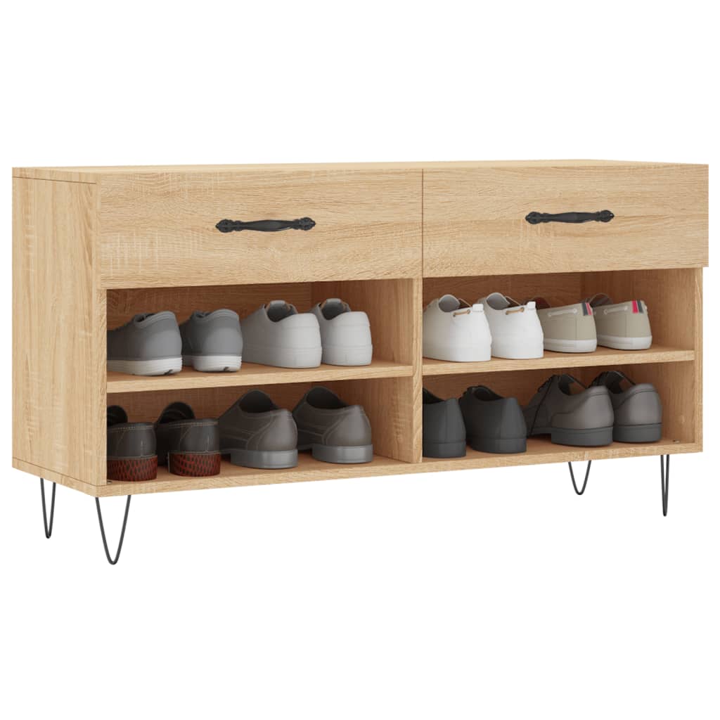 VidaXL Schuhbank 102x35x55 cm Holzwerkstoff Sonoma-Eiche-farbig
