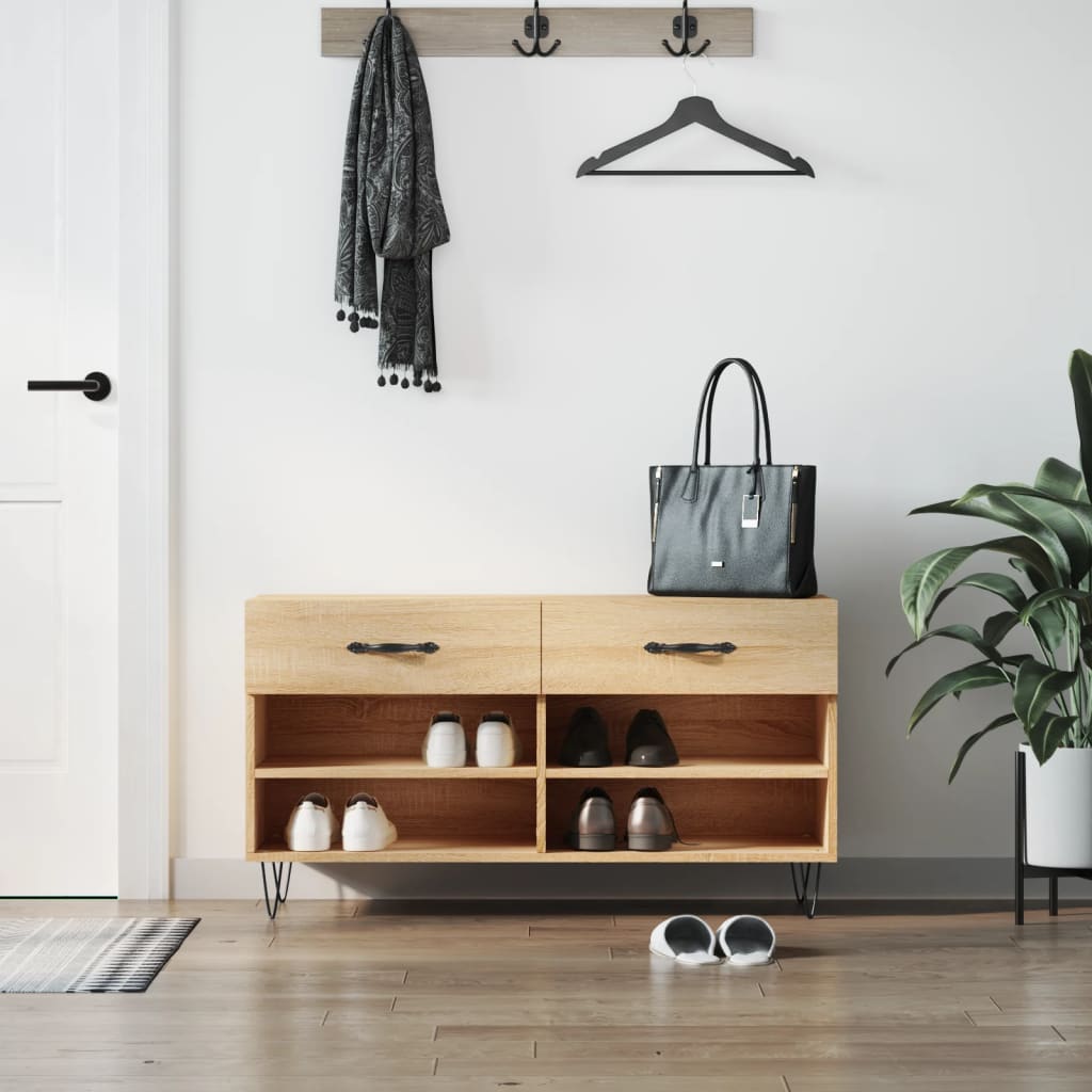 VidaXL Schuhbank 102x35x55 cm Holzwerkstoff Sonoma-Eiche-farbig