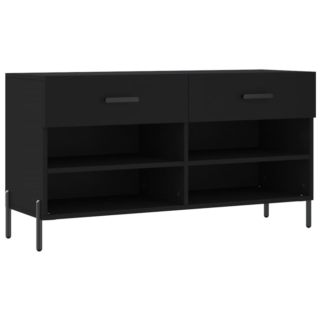 VidaXL Schuhbank 102x35x55 cm, lackiertes Holz schwarz