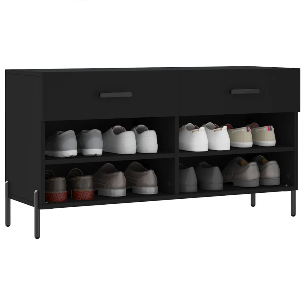 VidaXL Schuhbank 102x35x55 cm, lackiertes Holz schwarz
