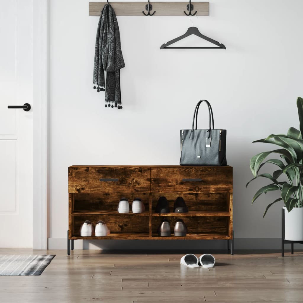 Vidaxx Schuhbank 102x35x55 cm verarbeitetes Holz, geräucherte Eiche