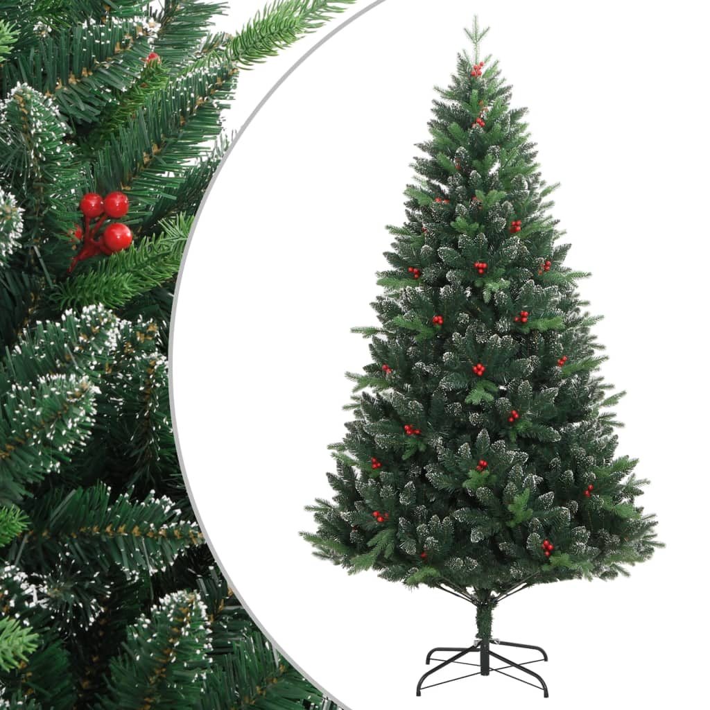 Vidaxl Kunstkerstboom mit Scharnieren und roten Beeren 210 cm