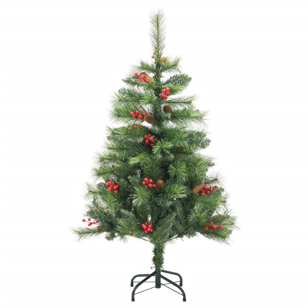 VidaXL Künstlicher Weihnachtsbaum mit Scharnieren, Tannenzapfen und Beeren, 120 cm