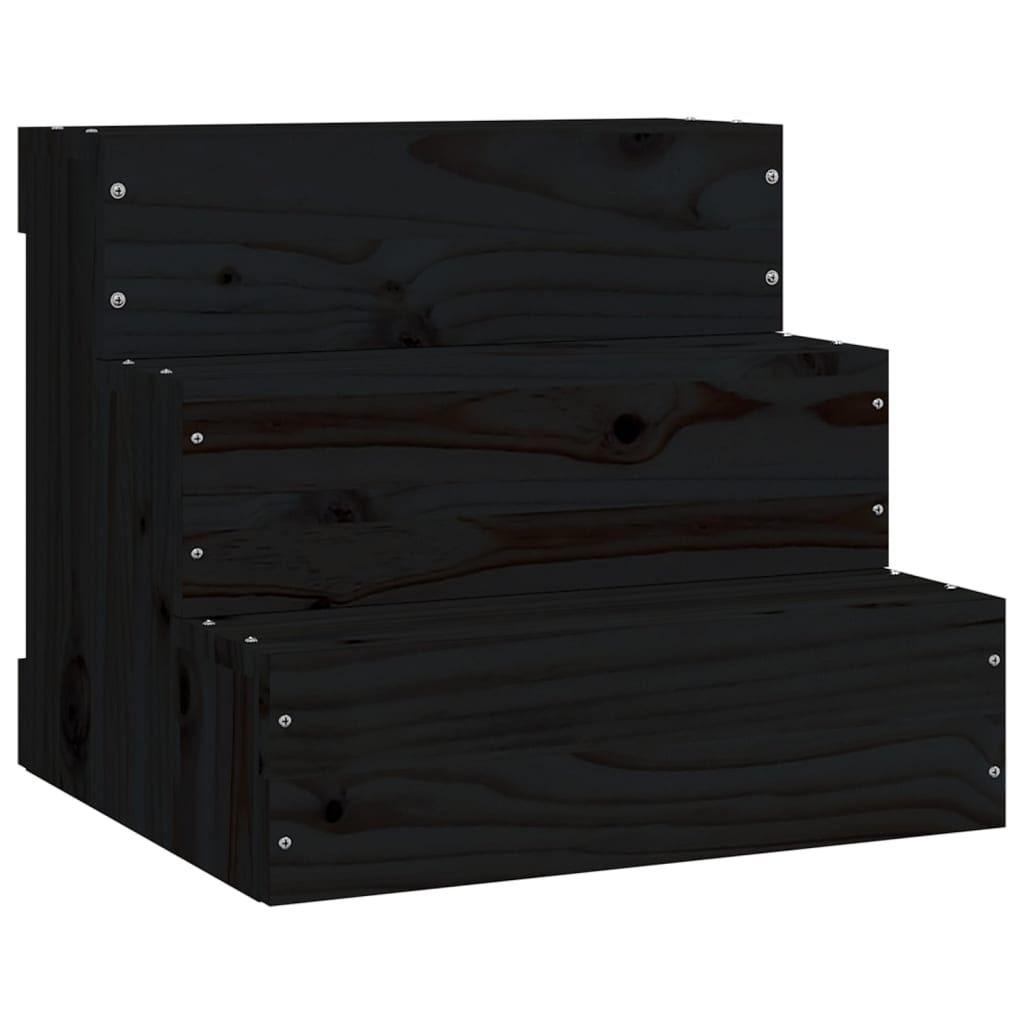 Vidaxl Pet Treppe 40x37,5x35 cm Festkiefer Holz schwarz