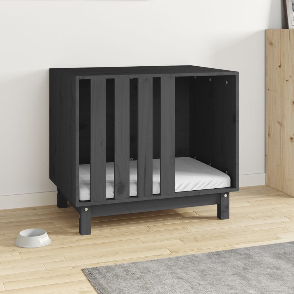 VidaXL Hundehütte 70x50x62 cm massives Kiefernholz grau