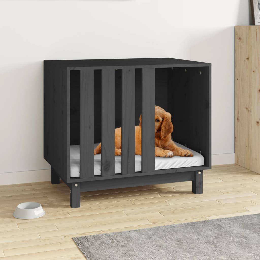 VidaXL Hundehütte 70x50x62 cm massives Kiefernholz grau