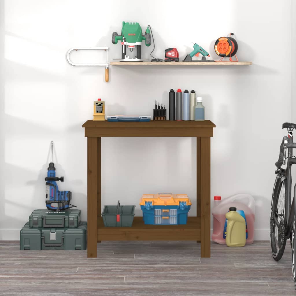 Vidaxx Werkbank 80x50x80 cm massives Kiefernholz honigbraun