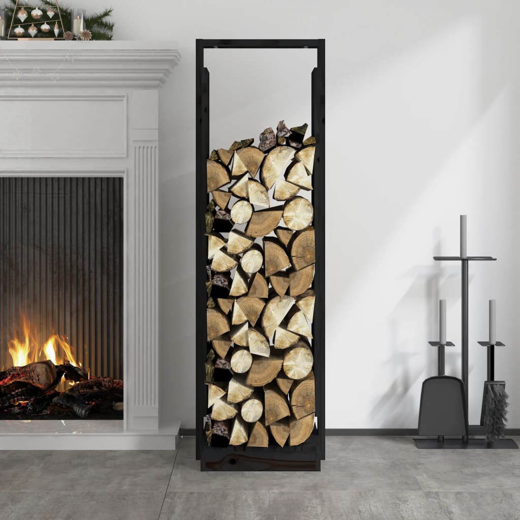 VidaXL Holzhalter 33,5x30x110 cm massives Kiefernholz schwarz