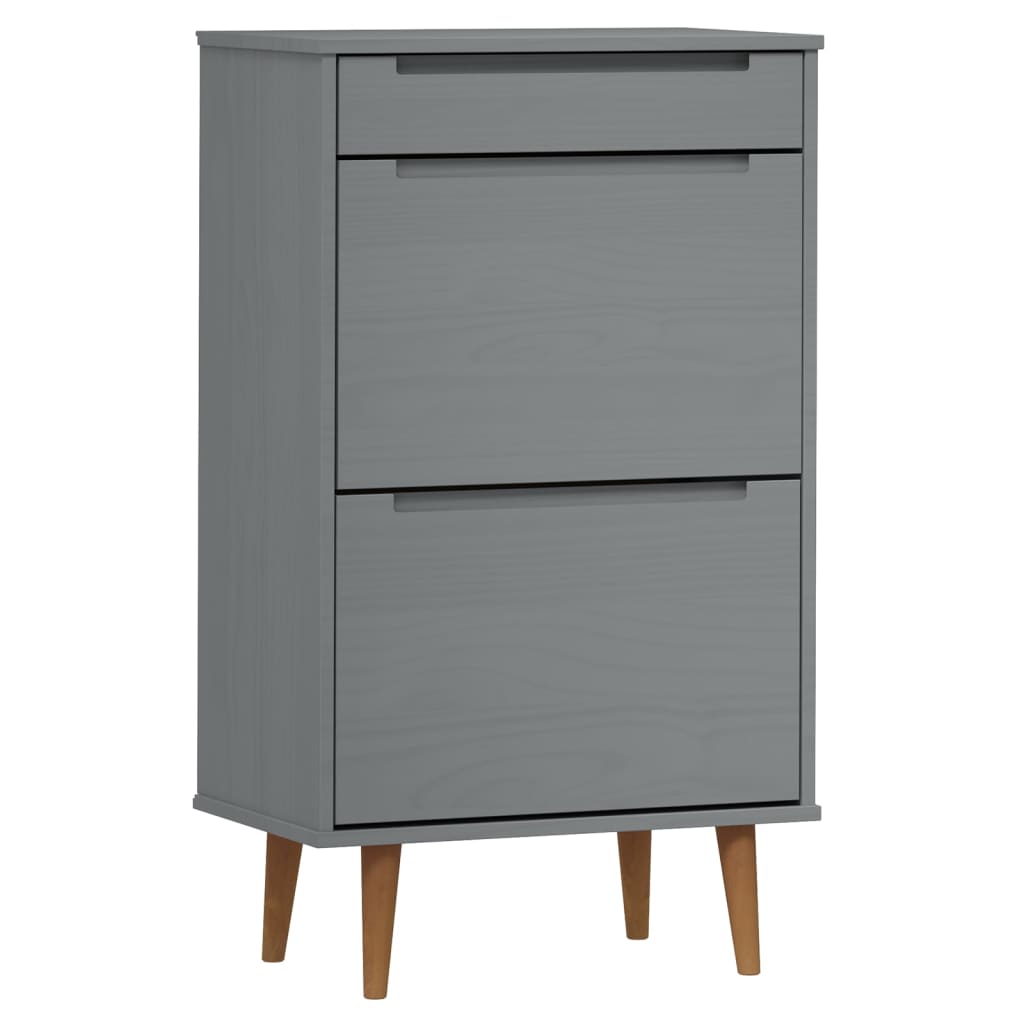 Vidaxx Schuhschrank Molde 59,5x35x103 cm massives Kiefernholz grau