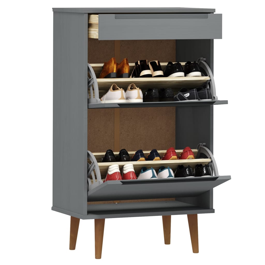 Vidaxx Schuhschrank Molde 59,5x35x103 cm massives Kiefernholz grau