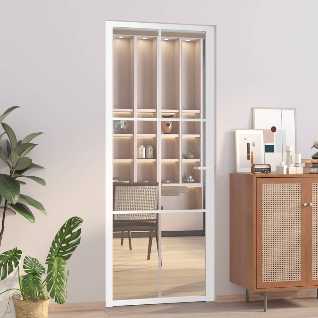 VidaXL Innentür 83x201,5 cm ESG-Glas und Aluminium weiß