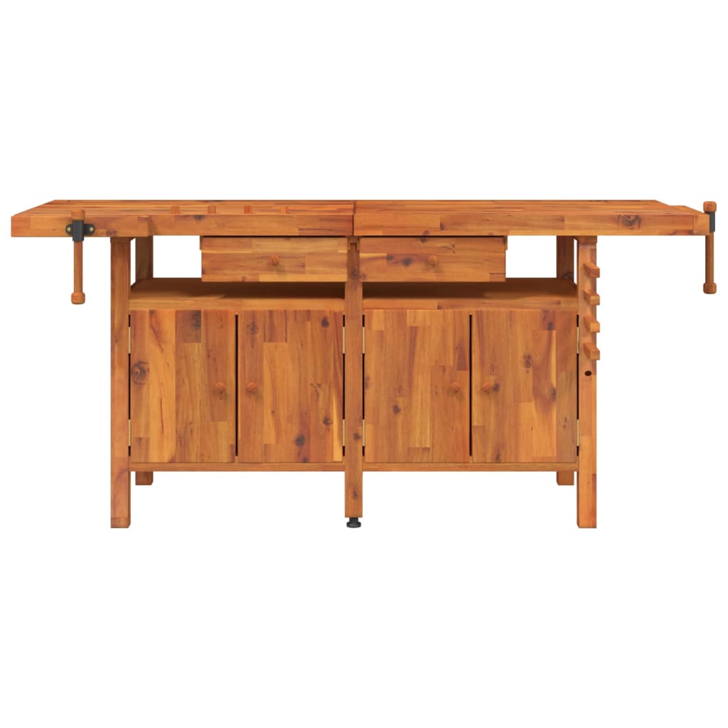 VidaXL Werkbank mit Schubladen und Schraubstöcken 192x62x83 cm Akazienholz