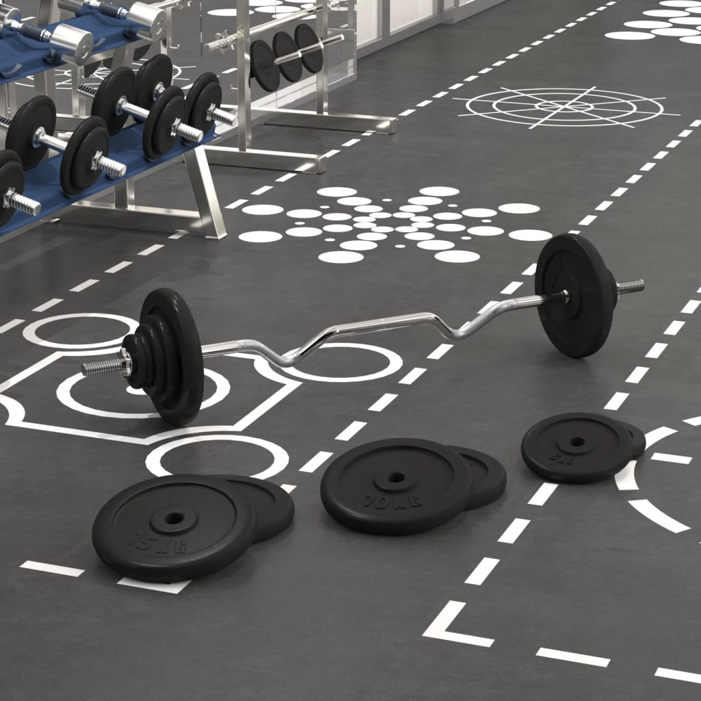 VidaXL Hantel mit Gewichten 90 kg aus Gusseisen und verchromtem Stahl