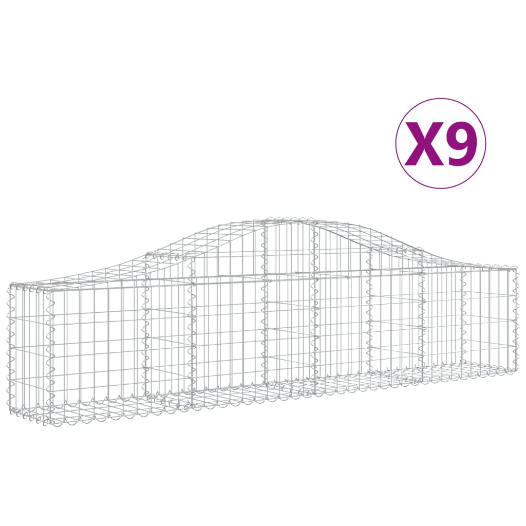 VidaXL Gabionen 9 Stück gebogen 200x30x40 60 cm verzinktes Eisen