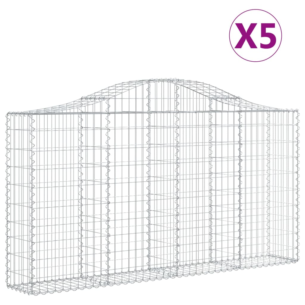 VidaXL Gabionen 5 Stück gebogen 200x30x100 120 cm Eisen