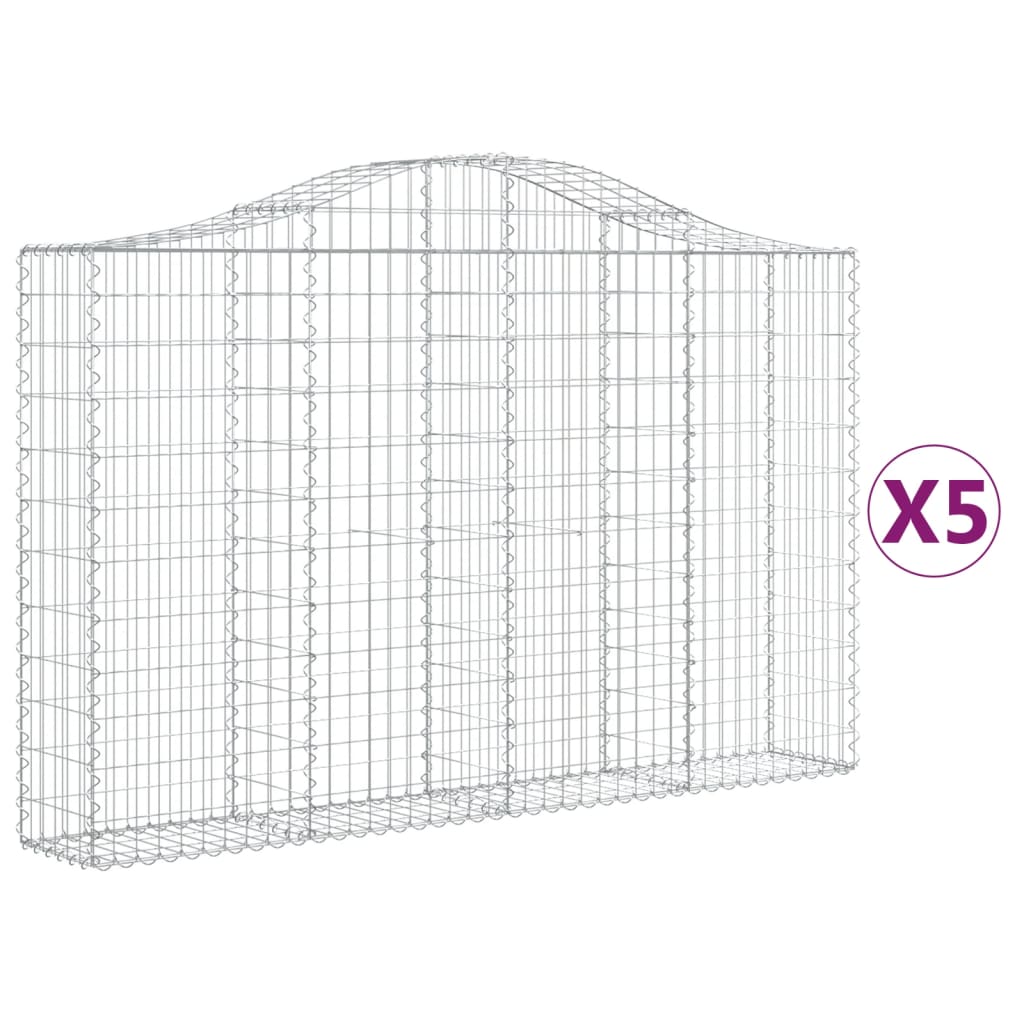 VidaXL Gabionen 5 Stück gebogen 200x30x120 140 cm Eisen